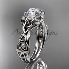 14kt white gold diamond celtic trinity knot wedding ring, engagement ring, Moissanite CT7289