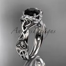 14kt white gold diamond celtic trinity knot wedding ring, engagement ring, Black Diamond CT7289