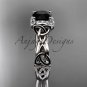14kt white gold diamond celtic trinity knot wedding ring, engagement ring, Black Diamond CT7289