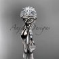 14kt white gold diamond celtic trinity knot engagement ring, with a Moissanite center stone CT7274
