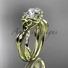 14kt yellow gold diamond celtic trinity knot  engagement ring, with a Moissanite center stone CT7274