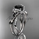 Platinum  diamond celtic trinity knot engagement ring with a Black Diamond center stone CT7274