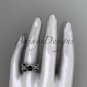 14kt white gold diamond celtic trinity knot engagement ring with a Black Diamond center stone CT7515