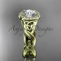 14kt yellow gold diamond celtic trinity knot engagement ring with a Moissanite center stone CT7302