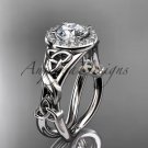 Platinum diamond celtic trinity knot engagement ring with a Moissanite center stone CT7302
