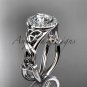 Platinum diamond celtic trinity knot engagement ring with a Moissanite center stone CT7302