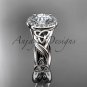 Platinum diamond celtic trinity knot engagement ring with a Moissanite center stone CT7302