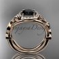 14kt rose gold diamond celtic trinity knot engagement ring with a Black Diamond center stone CT7302