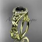 14k yellow gold diamond celtic trinity knot engagement ring with a Black Diamond center stone CT7302