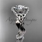 14kt white gold diamond celtic trinity knot wedding ring, engagement ring CT7326