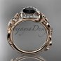 14kt rose gold diamond celtic trinity knot engagement ring with a Black Diamond center stone CT7326