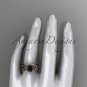 14kt rose gold diamond celtic trinity knot engagement ring with a Black Diamond center stone CT7326