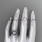 14kt white gold diamond celtic trinity knot engagement ring with a Moissanite center stone CT7326