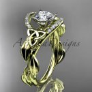 14kt yellow gold diamond celtic trinity knot engagement ring with a Moissanite center stone CT7326