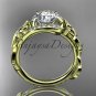 14kt yellow gold diamond celtic trinity knot engagement ring with a Moissanite center stone CT7326