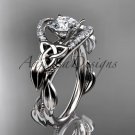 Platinum  diamond celtic trinity knot engagement ring with a Moissanite center stone CT7326