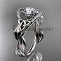 Platinum diamond celtic trinity knot engagement ring with a Moissanite center stone CT7326