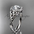 14kt white gold diamond celtic trinity knot wedding ring, engagement ring CT7328