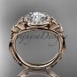 14kt rose gold diamond celtic trinity knot engagement ring with a Moissanite center stone CT7328
