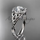 Platinum  diamond celtic trinity knot engagement ring with a Moissanite center stone CT7328