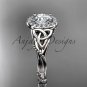 Platinum diamond celtic trinity knot engagement ring with a Moissanite center stone CT7328