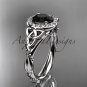 14kt white gold diamond celtic trinity knot engagement ring with a Black Diamond center stone CT7328