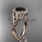 14kt rose gold diamond celtic trinity knot engagement ring with a Black Diamond center stone CT7328