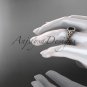 14kt rose gold diamond celtic trinity knot engagement ring with a Black Diamond center stone CT7328