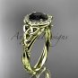 14k yellow gold diamond celtic trinity knot engagement ring with a Black Diamond center stone CT7328