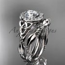 14kt white gold diamond celtic trinity knot wedding ring, engagement set CT7328S