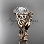 14kt rose gold diamond celtic trinity knot wedding ring, engagement set CT7328S