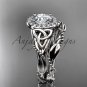 14kt white gold diamond celtic trinity knot engagement set with a Moissanite center stone CT7328S