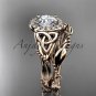 14kt rose gold diamond celtic trinity knot engagement set with a Moissanite center stone CT7328S