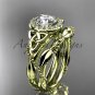 14kt yellow gold diamond celtic trinity knot engagement set with a Moissanite center stone CT7328S