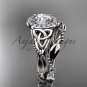 Platinum diamond celtic trinity knot engagement set with a Moissanite center stone CT7328S