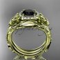 14k yellow gold diamond celtic trinity knot engagement set with a Black Diamond center stone CT7328S