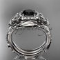 Platinum diamond celtic trinity knot engagement set with a Black Diamond center stone CT7328S