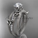 14kt white gold diamond celtic trinity knot wedding ring, engagement ring CT7329