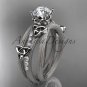 14kt white gold diamond celtic trinity knot engagement ring with a Moissanite center stone CT7329