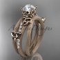 14kt rose gold diamond celtic trinity knot engagement ring with a Moissanite center stone CT7329