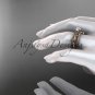 14kt rose gold diamond celtic trinity knot engagement ring with a Moissanite center stone CT7329