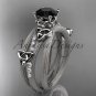 14kt white gold diamond celtic trinity knot engagement ring with a Black Diamond center stone CT7329