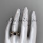 14kt rose gold diamond celtic trinity knot engagement ring with a Black Diamond center stone CT7329