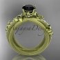 14k yellow gold diamond celtic trinity knot engagement ring with a Black Diamond center stone CT7329