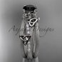 Platinum diamond celtic trinity knot engagement ring with a Black Diamond center stone CT7329