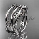 14kt white gold celtic trinity knot wedding band, engagement ring CT7350G