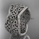 14kt white gold celtic trinity knot wedding band, matte finish wedding band, engagement ring CT7352G