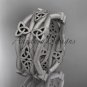 14kt white gold celtic trinity knot wedding band, matte finish wedding band, engagement ring CT7517G
