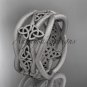 14kt white gold celtic trinity knot wedding band, matte finish wedding band, engagement ring CT7519G