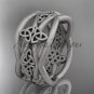 14kt white gold celtic trinity knot wedding band, matte finish wedding band, engagement ring CT7519G